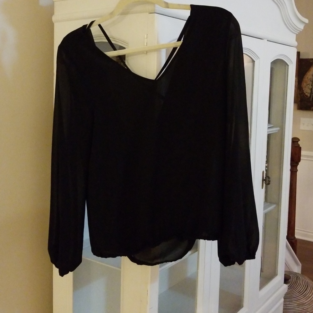 Naked Zebra Black sheer long sleeve Top